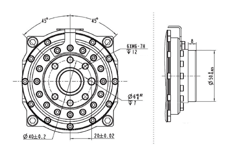 DIMENSION CHART OF ROBOT END-MOUNTED VBR10-2000